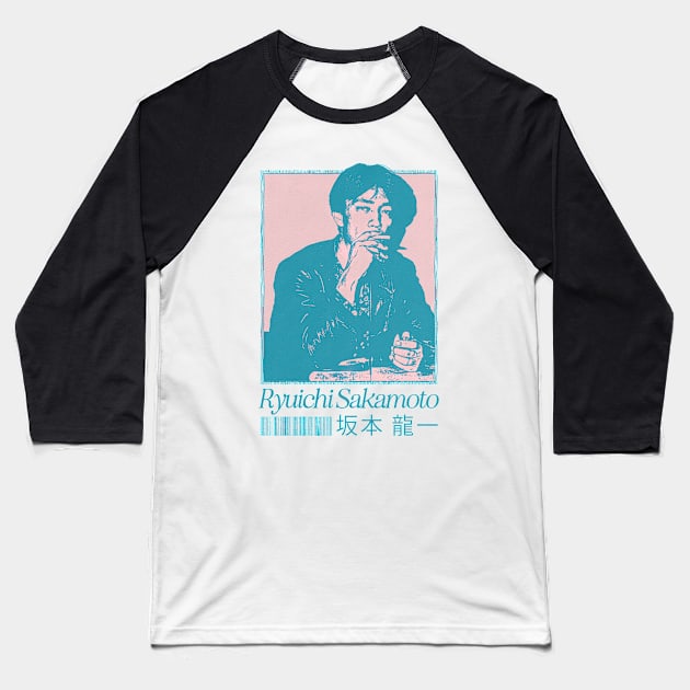 Ryuichi Sakamoto / Original Fan Artwork Baseball T-Shirt by unknown_pleasures